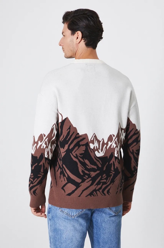 Odzież Sweter męski wzorzysty kolor beżowy RW24-SWM901 beżowy