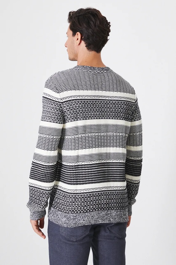 Odzież Sweter bawełniany męski żakardowy kolor multicolor RW24-SWM910 multicolor