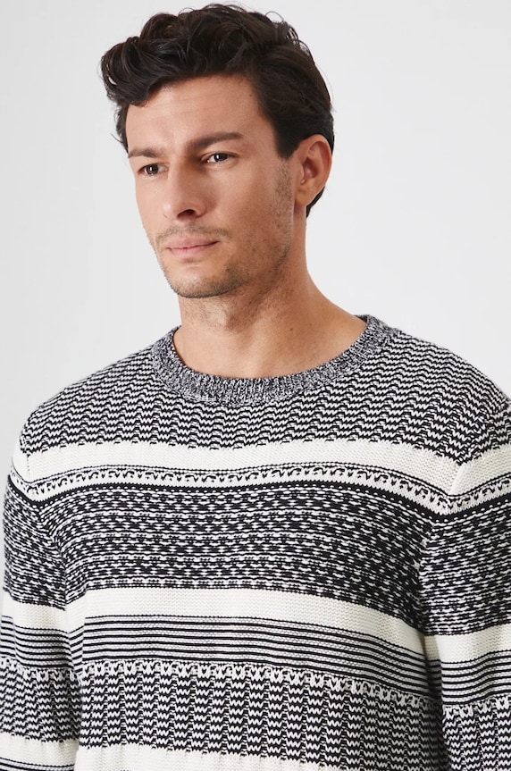 Sweter bawełniany męski żakardowy kolor multicolor multicolor RW24-SWM910