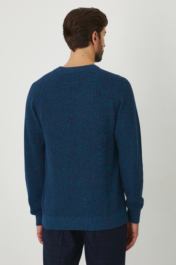 Odzież Sweter bawełniany męski melanżowy kolor zielony RW24-SWMB10 turkusowy