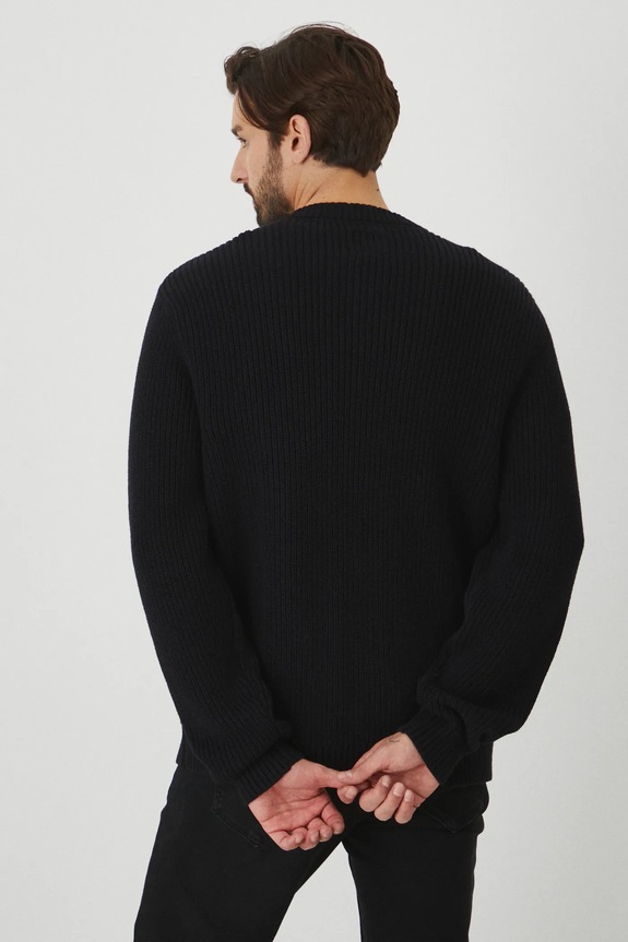 Odzież Sweter bawełniany męski prążkowany kolor czarny RW24-SWMB15 czarny