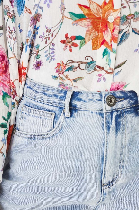 Szorty jeansowe bawełniane damskie loose kolor niebieski niebieski RW24-SZD100