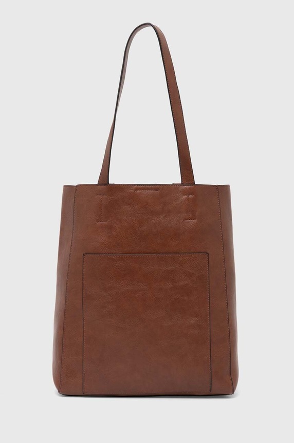 Kabelka dámská shopper z eko-kůže hnědá barva bez popruhu hnědá RW24-TOD102