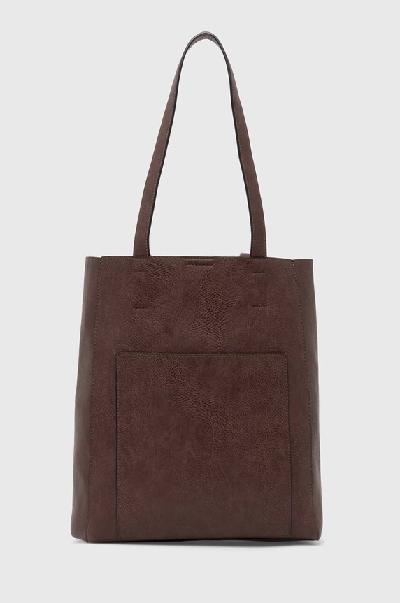 Kabelka dámska shopper z ekologickej kože hnedá farba imitácia kože hnedá RW24-TOD102