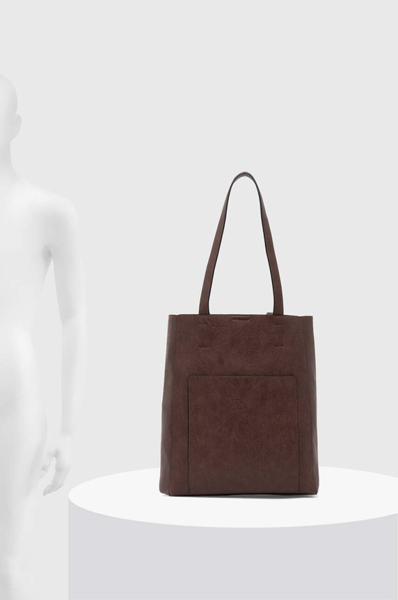 Kabelka dámska shopper z ekologickej kože hnedá farba RW24-TOD102