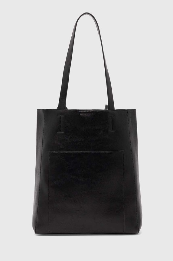 Kabelka dámska shopper z ekologickej kože čierna farba imitácia kože čierna RW24-TOD102