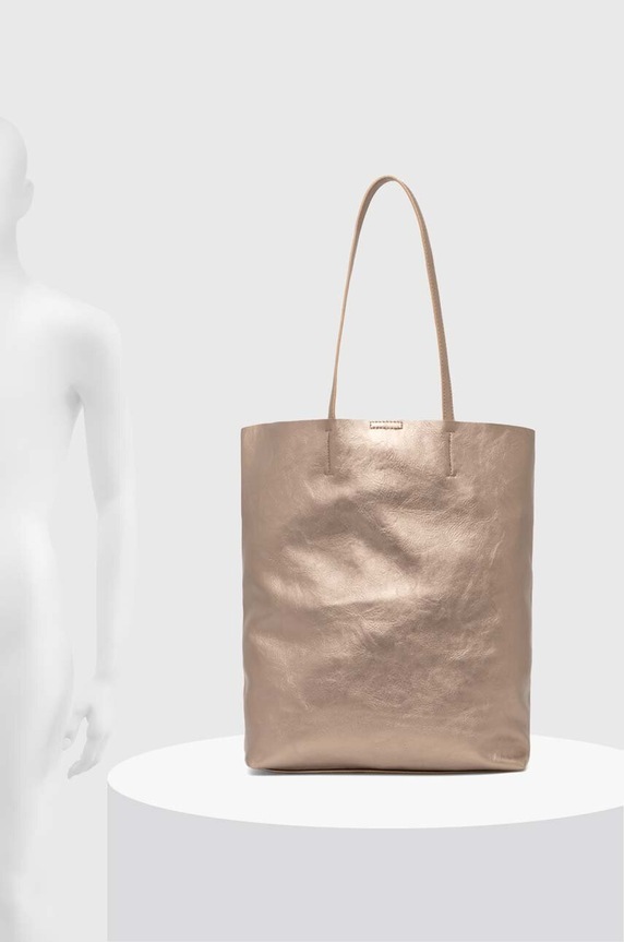 Torebka damska typu tote z imitacji skóry kolor złoty RW24-TOD104