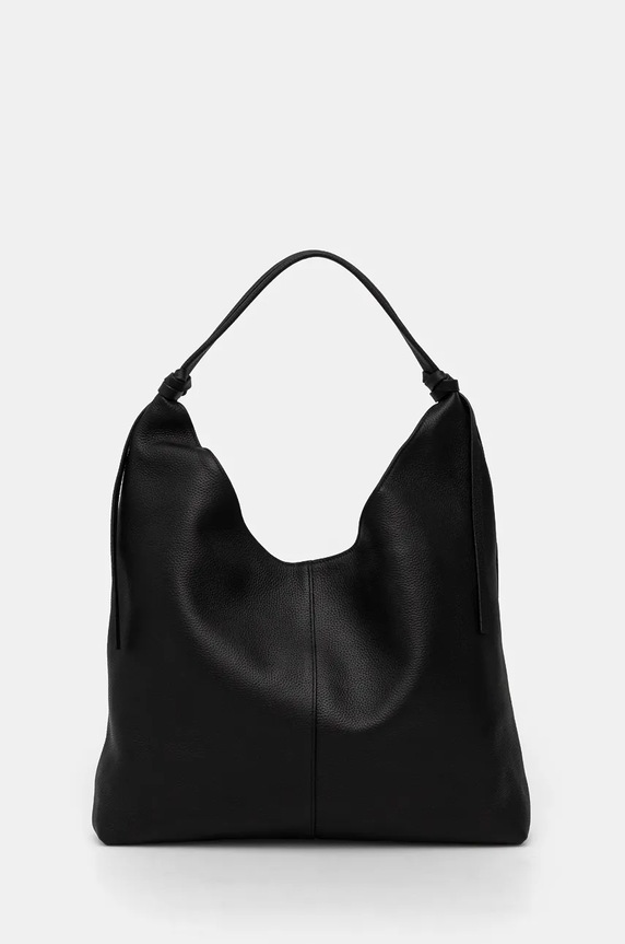 Kožená kabelka dámská typu hobo černá barva bez popruhu černá RW24-TOD720