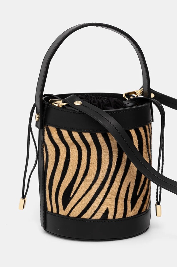 Akcesoria Torebka skórzana damska z włosiem kolor beżowy RW24-TOD729 beżowy