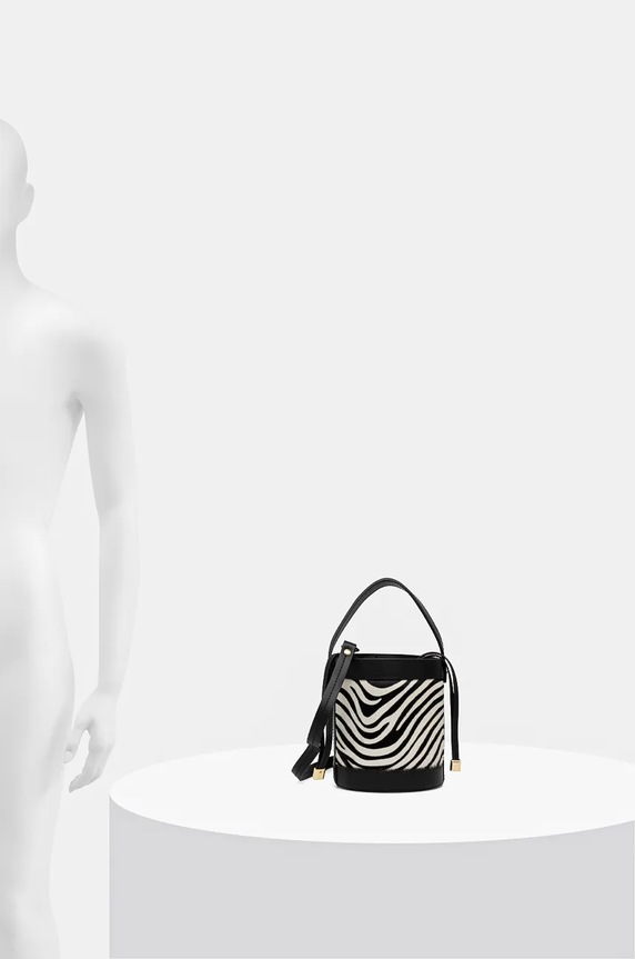 Torebka skórzana damska z włosiem kolor beżowy RW24-TOD729