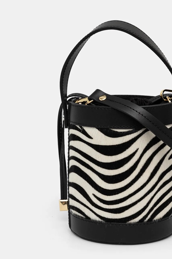 Akcesoria Torebka skórzana damska z włosiem kolor beżowy RW24-TOD729 multicolor