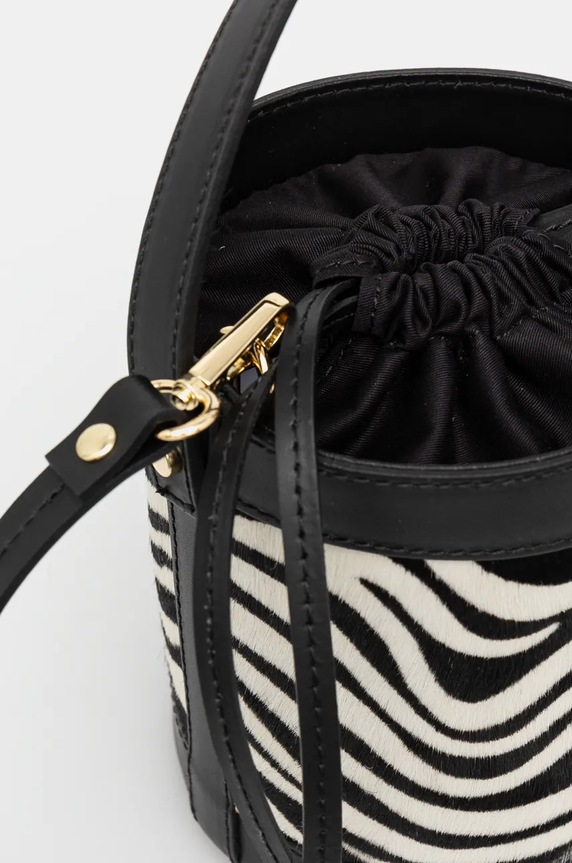 Torebka skórzana damska z włosiem kolor beżowy multicolor RW24-TOD729