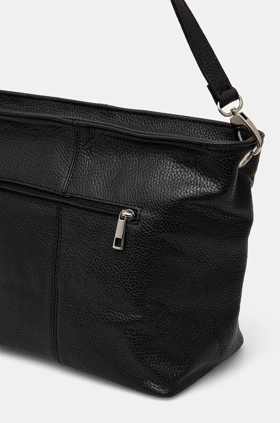 Akcesoria Torebka skórzana damska z fakturą kolor czarny RW24.TOD737 czarny