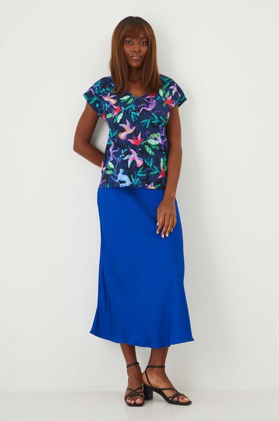 T-shirt bawełniany damski wzorzysty kolor turkusowy RW24-TSD013 turkusowy RW24