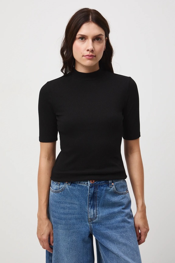 Tričko dámské s pruhy černá barva černá RW24-TSD042