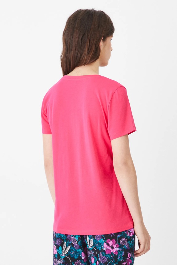 Odzież T-shirt bawełniany damski z elastanem gładki kolor różowy RW24-TSD043 różowy
