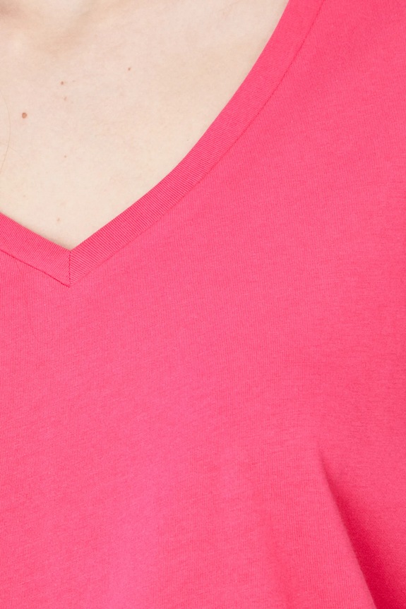 T-shirt bawełniany damski z elastanem gładki kolor różowy RW24-TSD043 różowy