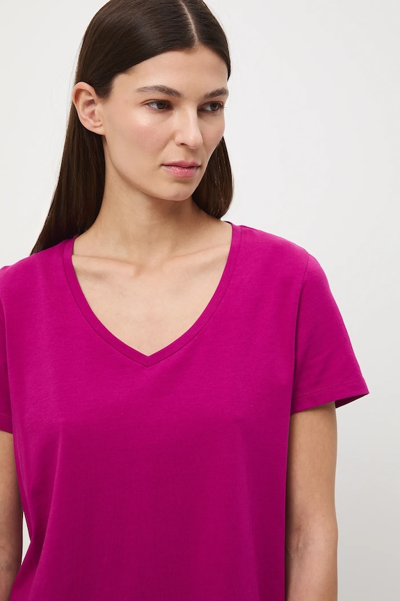 T-shirt bawełniany damski fioletowy RW24-TSD043