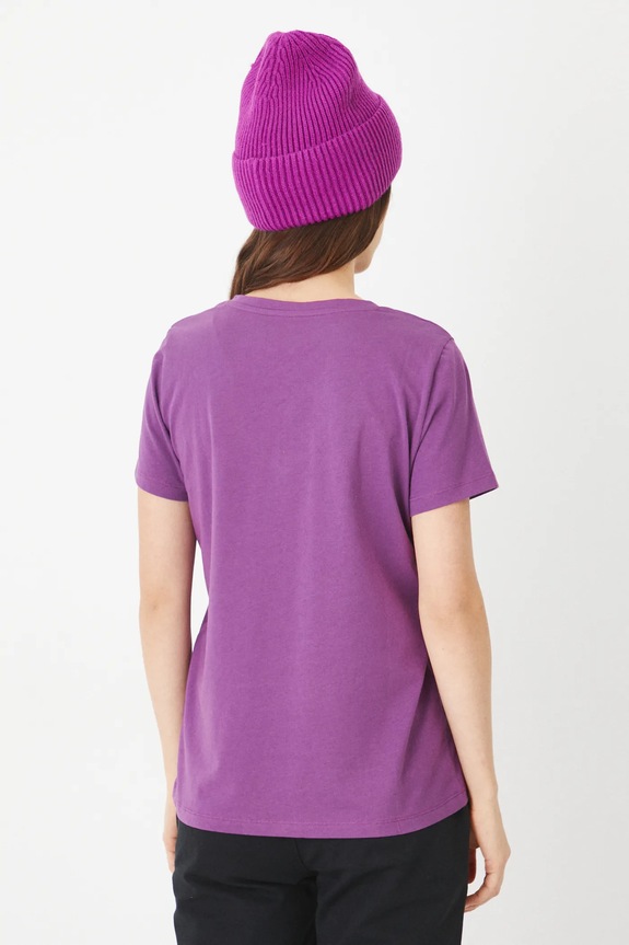 Odzież T-shirt bawełniany damski z elastanem gładki kolor fioletowy RW24-TSD043 fioletowy