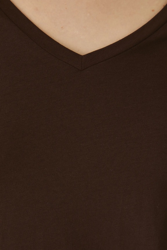 Bavlnené tričko dámske s elastanom, hladký hnedá farba RW24-TSD043 hnedá
