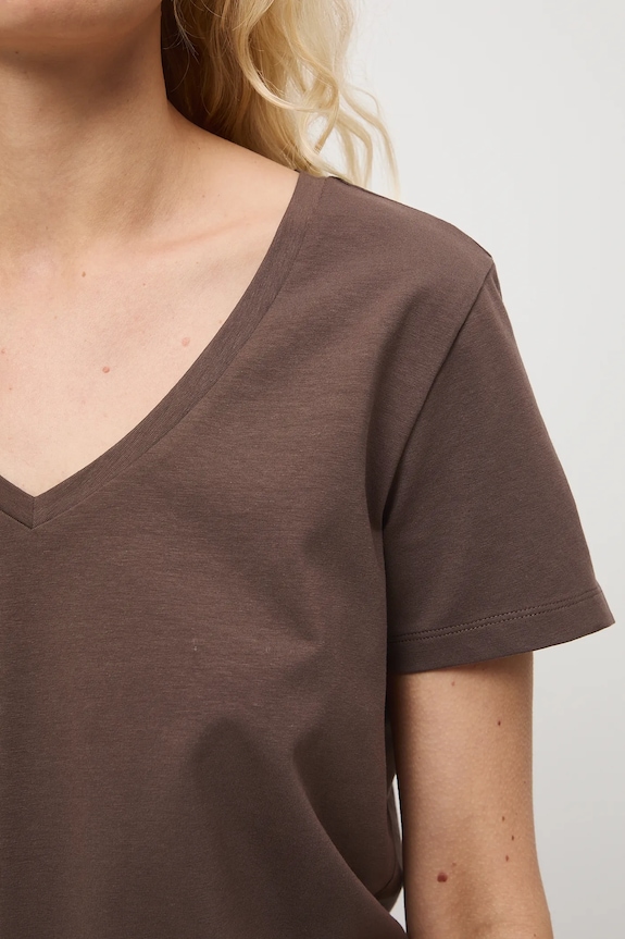 T-shirt bawełniany damski RW24-TSD043 brązowy