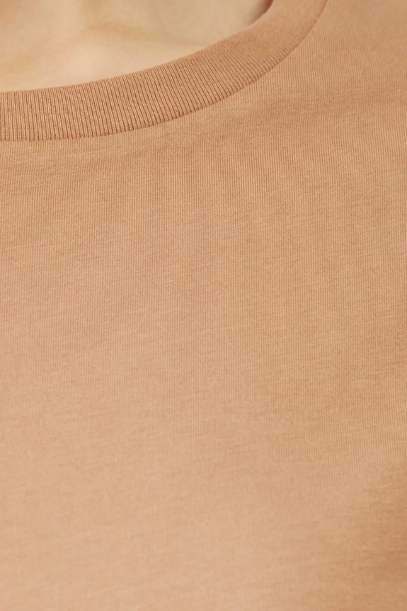 T-shirt bawełniany damski z elastanem gładki RW24-TSD062 beżowy