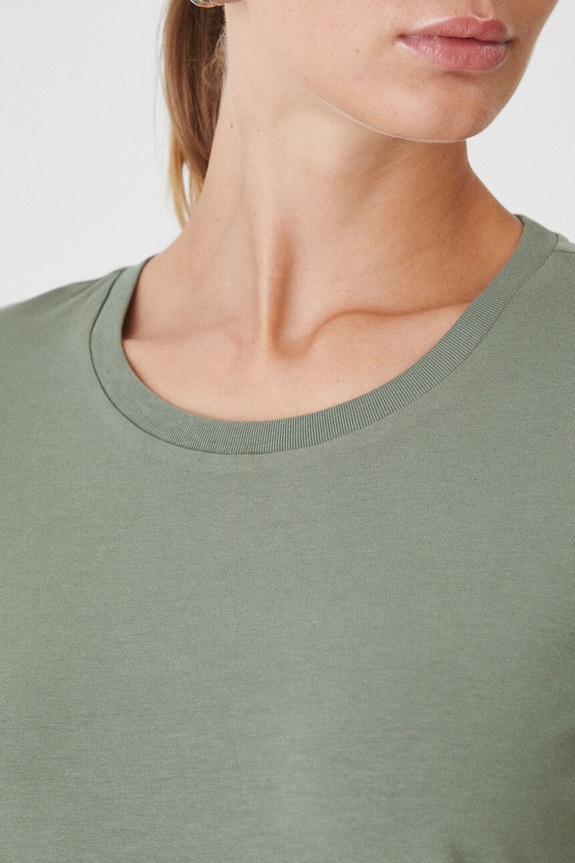 Bavlněné tričko dámské s elastanem, bez vzoru RW24-TSD062 zelená