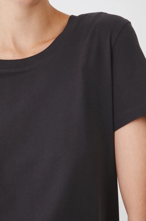 T-shirt bawełniany damski z elastanem gładki szary RW24-TSD062