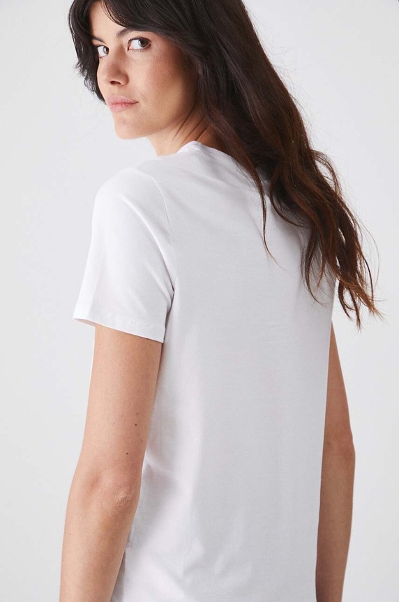 Odzież T-shirt bawełniany damski z domieszką elastanu z nadrukiem biały RW24-TSD171 biały