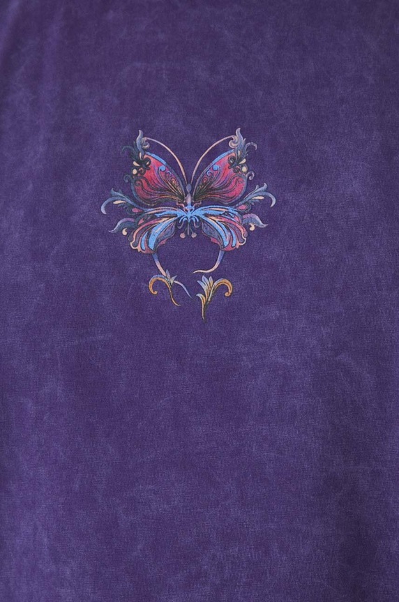 T-shirt bawełniany damski z nadrukiem kolor niebieski RW24-TSD304 niebieski