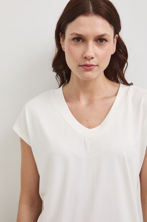 Medicine t-shirt basic damski z modalem beżowy RW24-TSD404