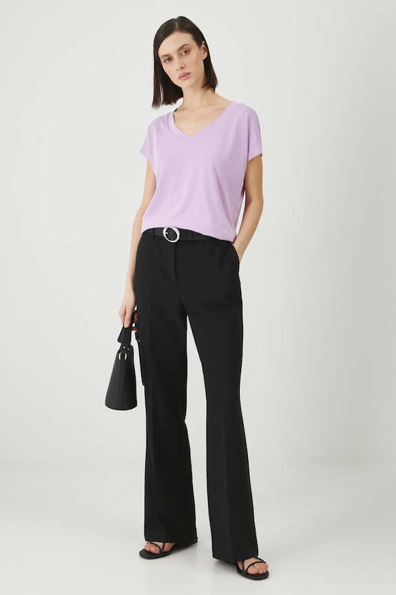 T-shirt basic damski z modalem RW24-TSD404 fioletowy RW24