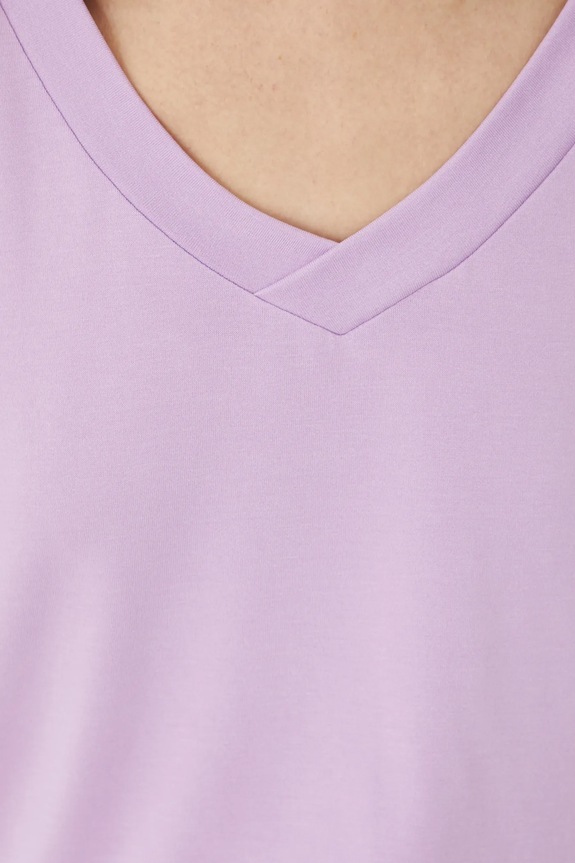 T-shirt basic damski z modalem RW24-TSD404 fioletowy