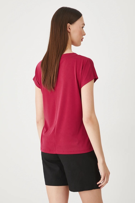 Odzież T-shirt basic damski z modalem RW24-TSD404 czerwony