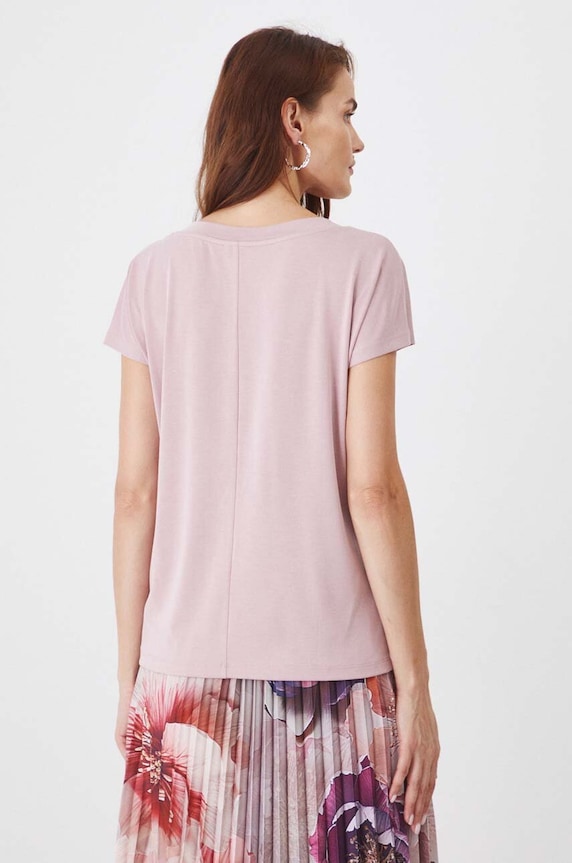 Odzież T-shirt basic damski z modalem RW24-TSD404 różowy