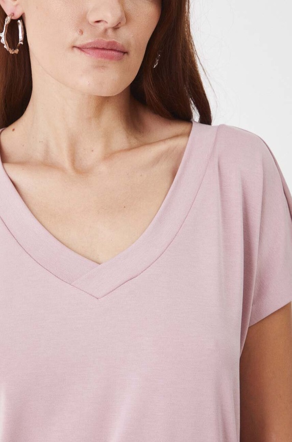 T-shirt basic damski z modalem RW24-TSD404 różowy
