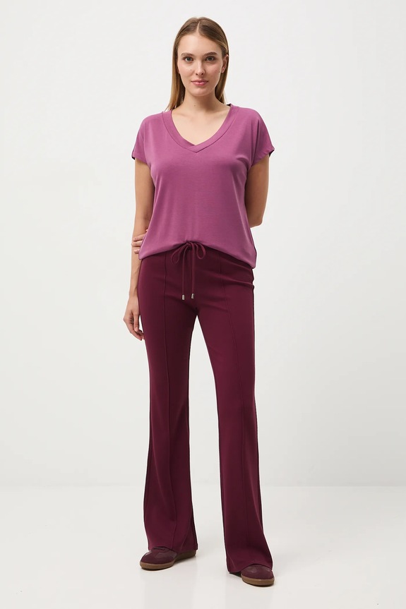 T-shirt basic damski z modalem RW24-TSD404 fioletowy RW24