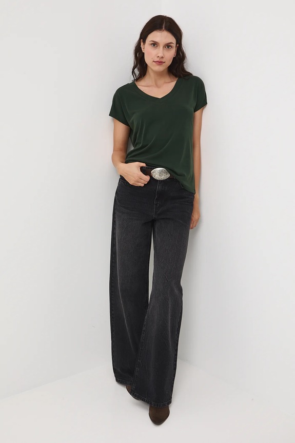 T-shirt basic damski z modalem RW24-TSD404 zielony RW24