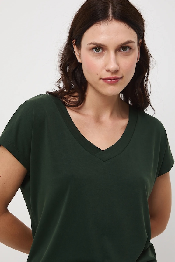 T-shirt basic damski z modalem zielony RW24-TSD404