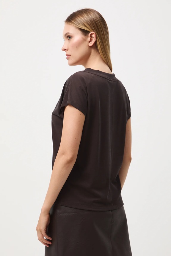 Odzież T-shirt basic damski z modalem RW24-TSD404 brązowy