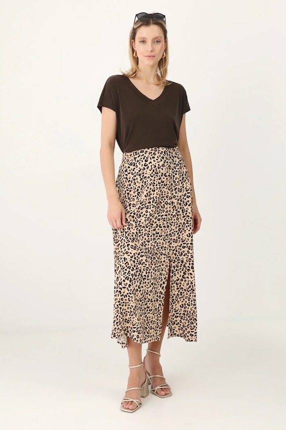 T-shirt basic damski z modalem RW24-TSD404 brązowy RW24