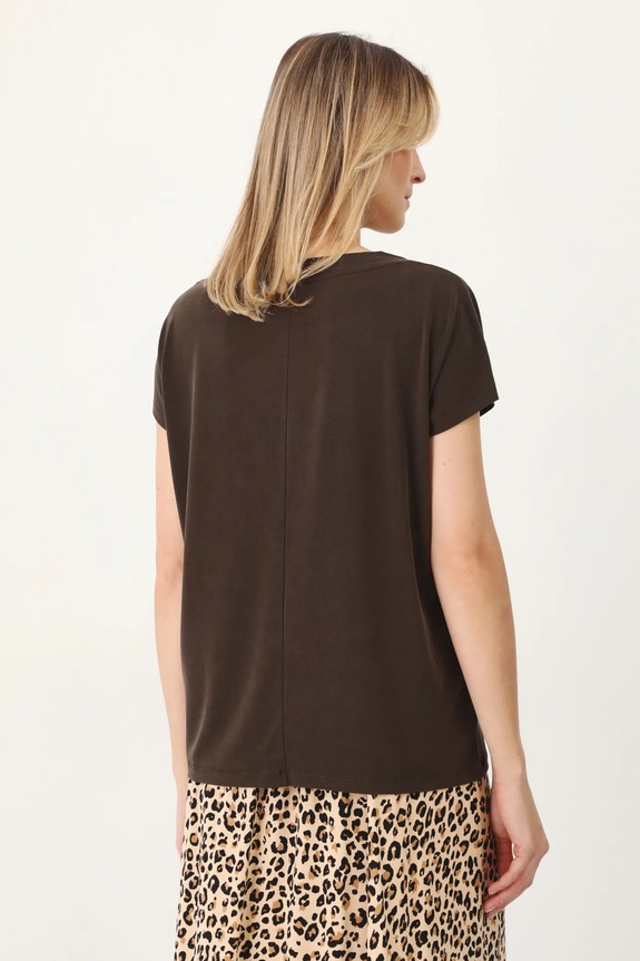 Odzież T-shirt basic damski z modalem RW24-TSD404 brązowy