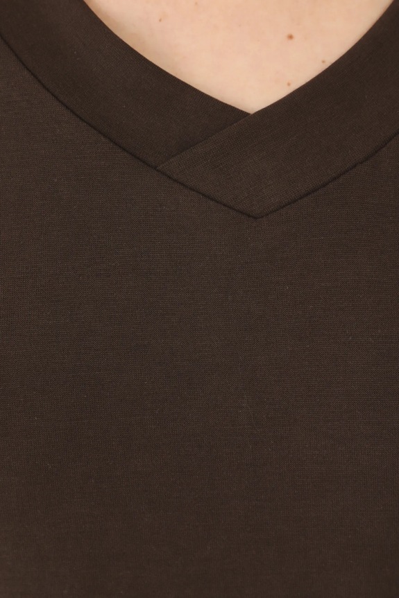 T-shirt basic damski z modalem RW24-TSD404 brązowy