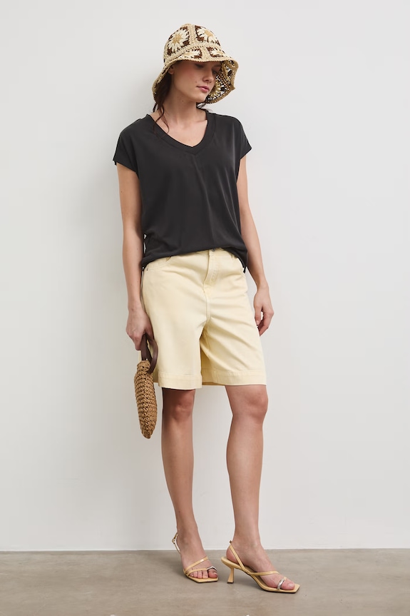 T-shirt basic damski z modalem z elastanem szary RW24-TSD404