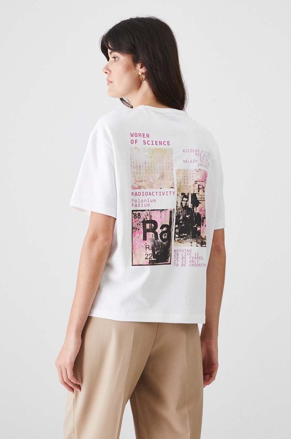 Odzież T-shirt bawełniany damski z kolekcji Science by Peter Smolka interlock kolor biały RW24-TSD456 biały