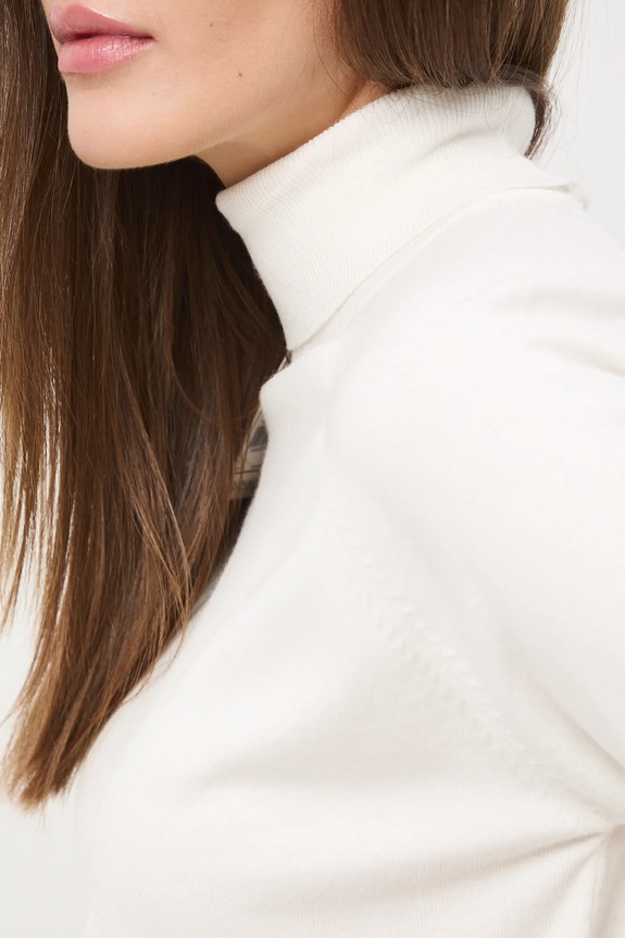 T-shirt damski z golfem kolor beżowy RW24-TSD600 beżowy