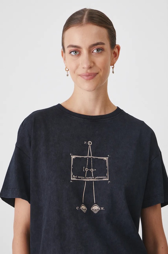 T-shirt bawełniany damski – Medicine z okazji roku Miłosza, kolor czarny RW24-TSD650 czarny