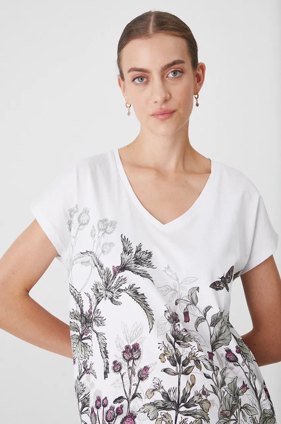 T-shirt bawełniany damski – Medicine z okazji roku Miłosza, kolor beżowy RW24-TSD651 beżowy RW24