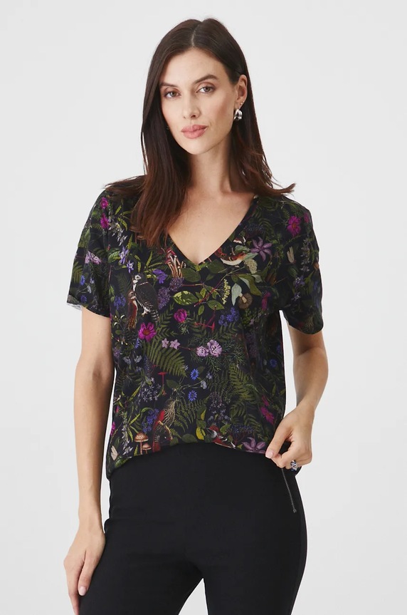 T-shirt bawełniany damski z kolekcji Together For Nature kolor czarny RW24-TSD708 czarny RW24