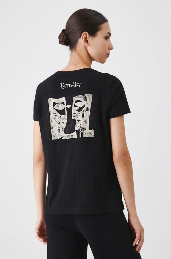 T-shirt damski z kolekcji Zdzisław Beksiński x Medicine kolor czarny okrągły czarny RW24-TSD850
